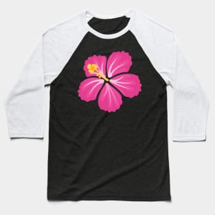 Pink Hand Drawn Hibiscus Flower Baseball T-Shirt